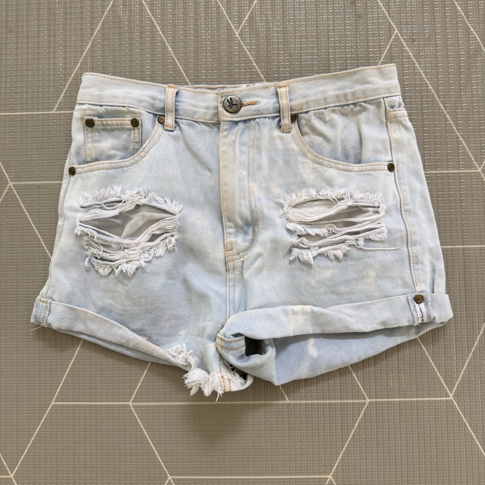 One Teaspoon x Free People Outlaws Shorts 26 Low Waist Long Rise Grunge Festival